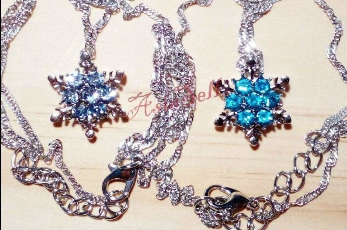 2pcs Purple Blue Glass Crystal Pendant Necklace Silver Colour Fashion Girls Jewellery - - Asia Sell