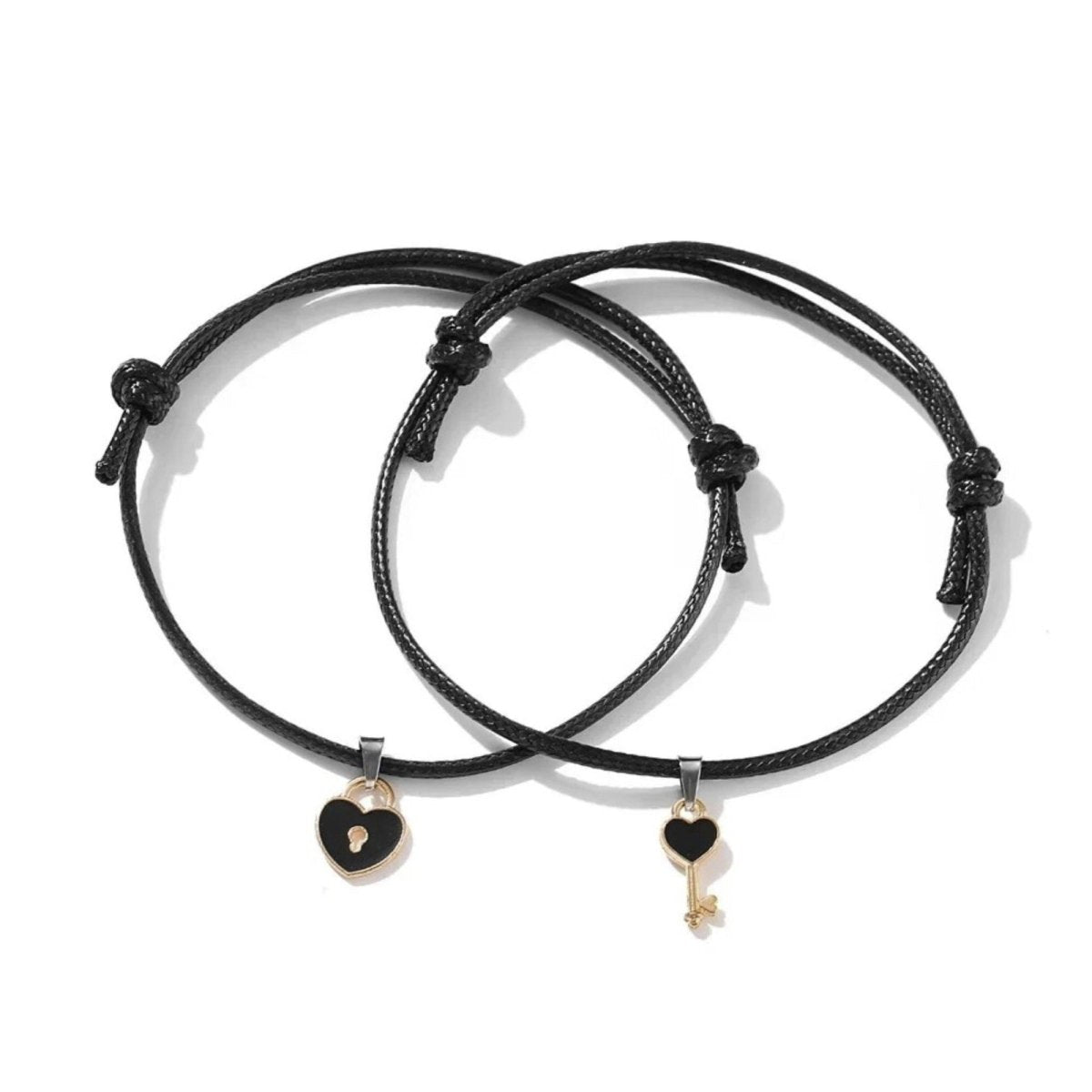 2pcs Set Couples Bracelet Lock and Key String Rope Band Heart Valentines Day Cute Gift - - Asia Sell