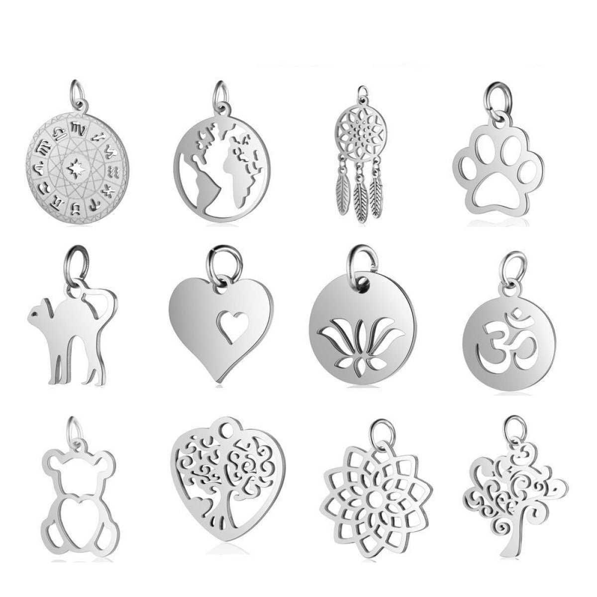 2pcs S/S Charm DIY Charms Jewellery Making Om Dog Paw Cat Animal Elephant Teddy Yoga Lotus Heart - Cat 16x12mm - Asia Sell