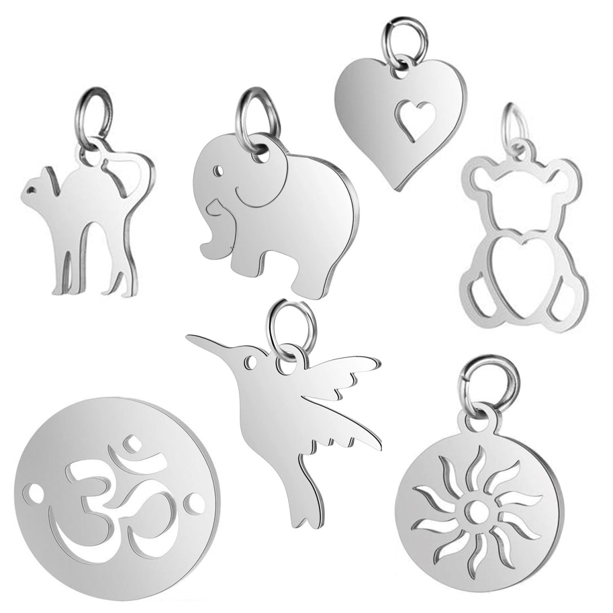 2pcs S/S Charm DIY Charms Jewellery Making Om Dog Paw Cat Animal Elephant Teddy Yoga Lotus Heart - Hand 10x19mm - Asia Sell