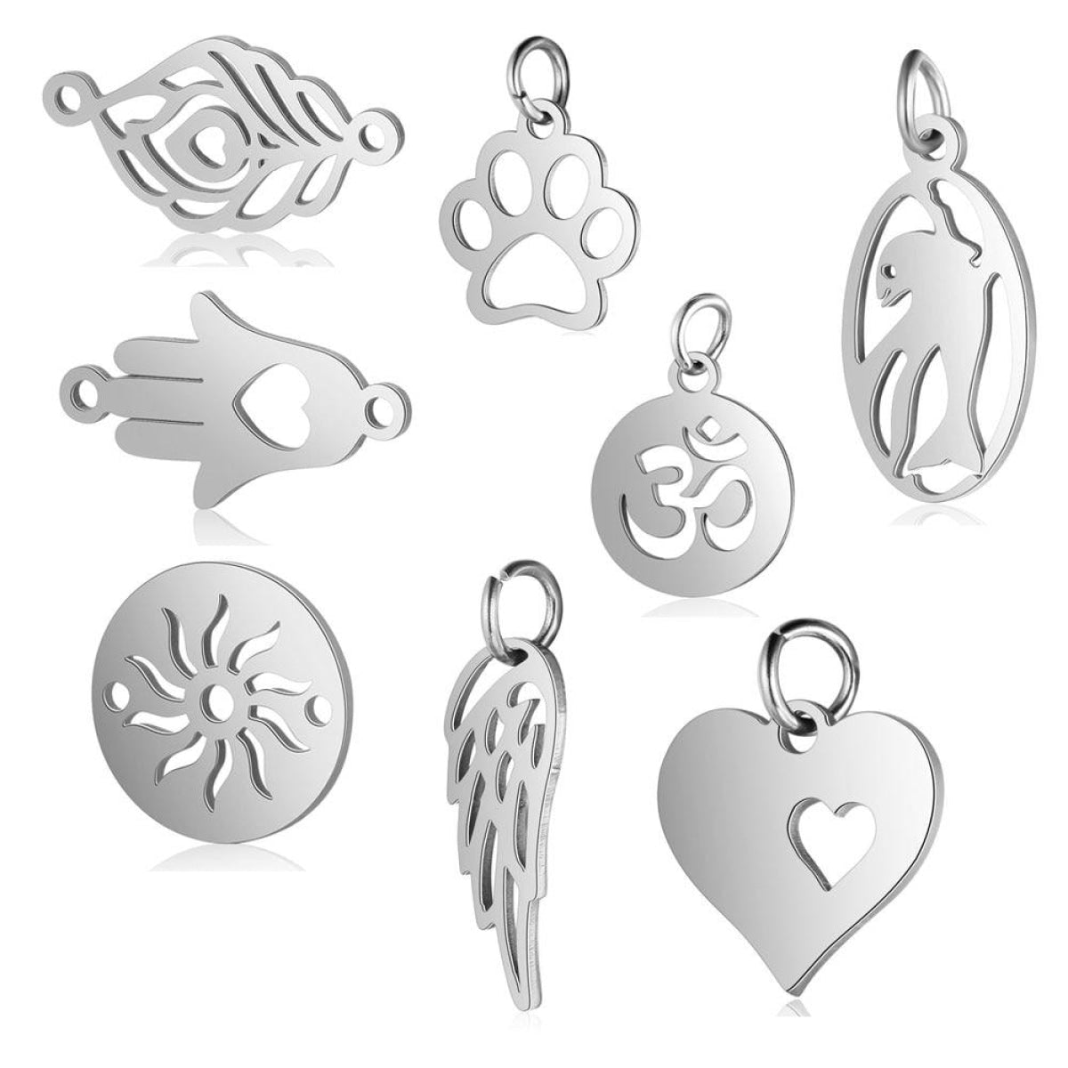 2pcs S/S Charm DIY Charms Jewellery Making Om Dog Paw Cat Animal Elephant Teddy Yoga Lotus Heart - Paw 12x16mm - Asia Sell