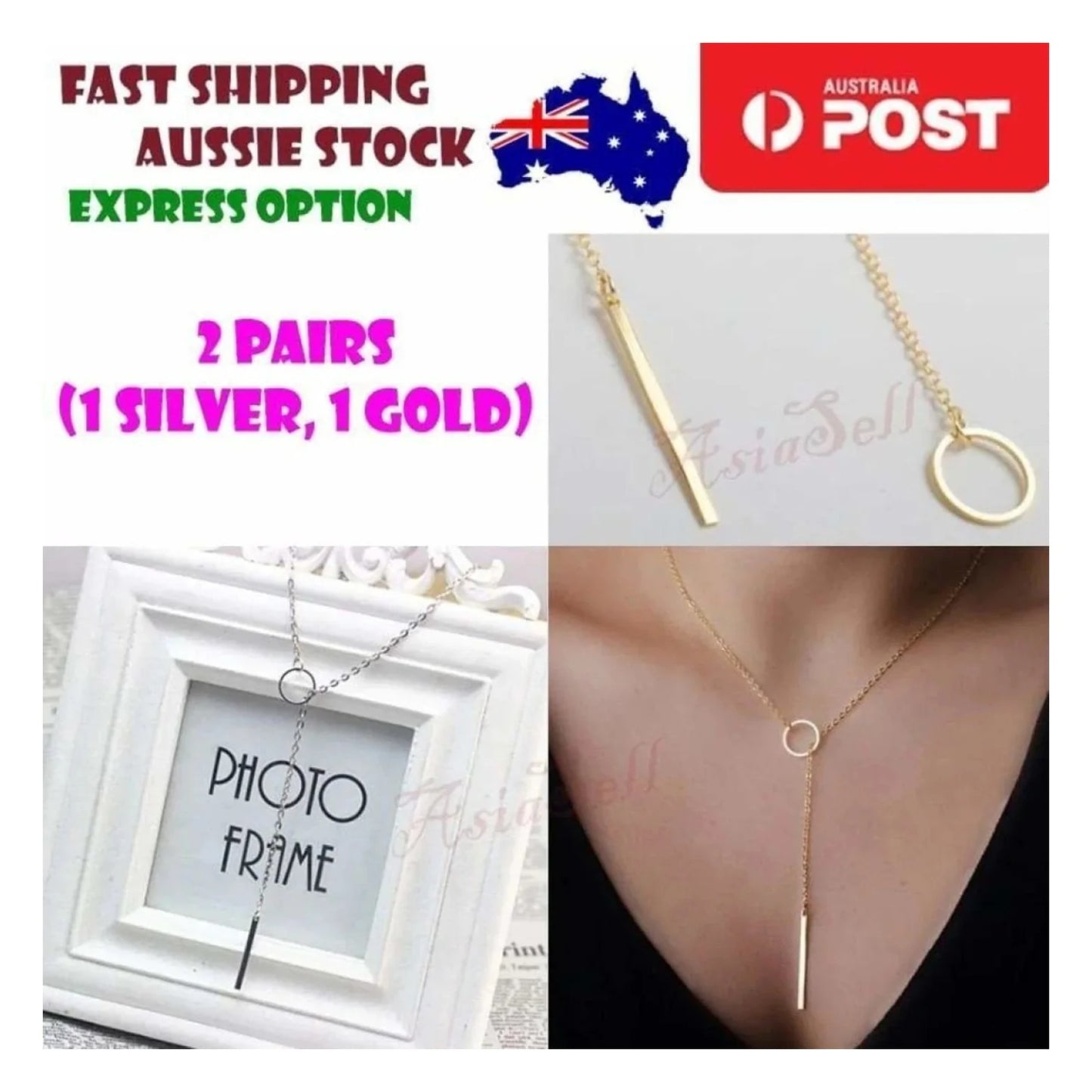 2pcs Womens Infinity Choker Necklace Gold and Silver Colour Chain Pendant Charm - - Asia Sell