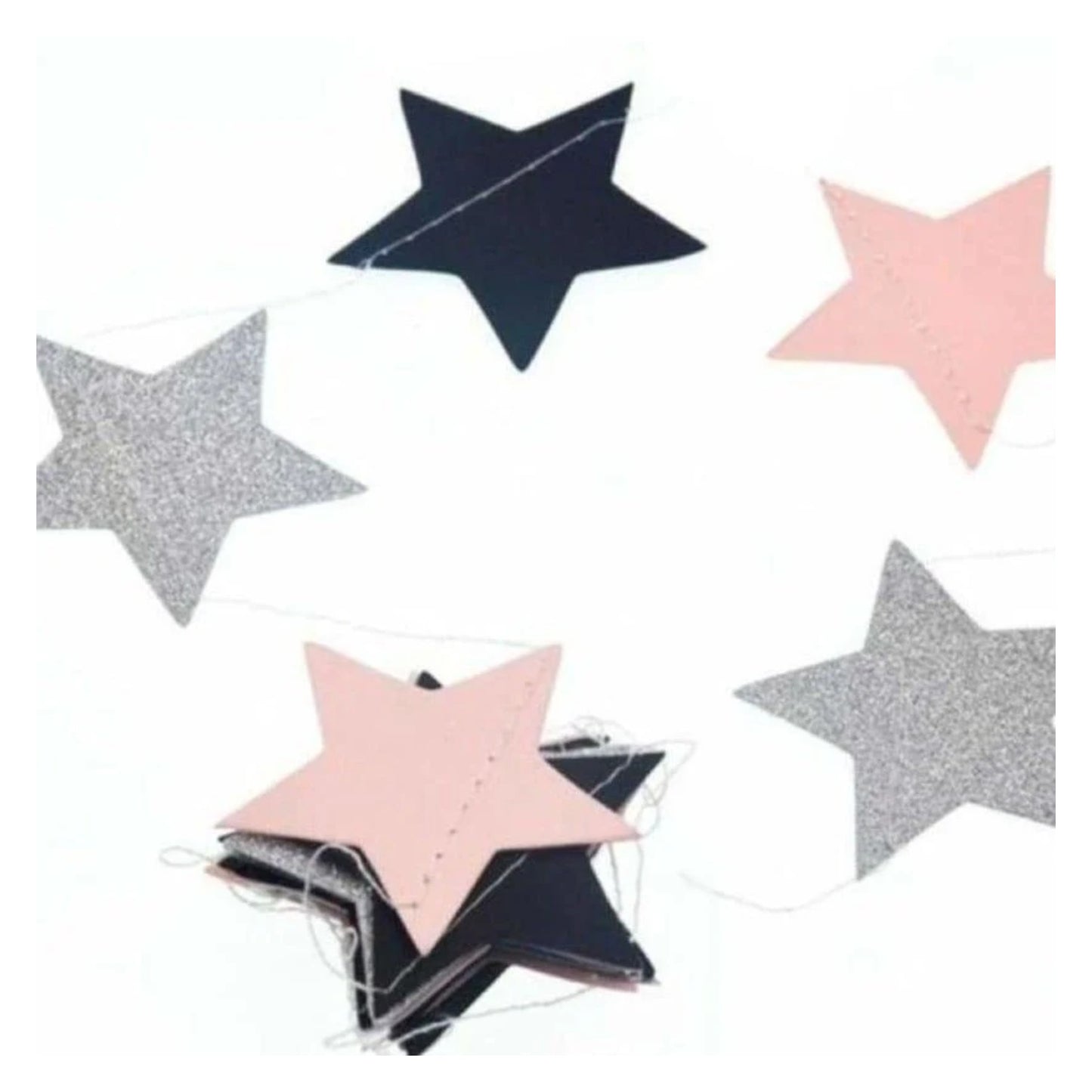 2x 2m 5.4cm BLACK PINK SILVER Stars Garland Decorations Birthday Wedding Party - - Asia Sell