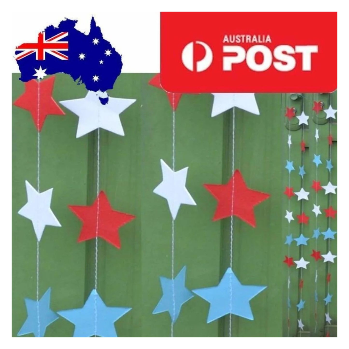 2x 2m 5.4cm RBW Stars Garland Christmas Tree Decorations Birthday Wedding Party - - Asia Sell