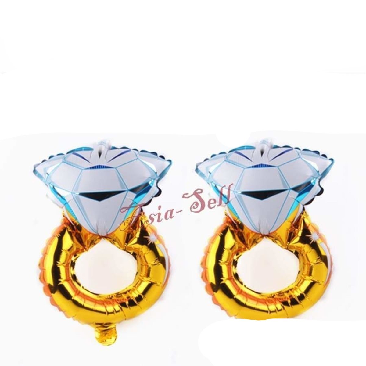 2x 40.5cm Diamond Ring Foil Balloons PINK BLUE Valentines Day Wedding Engagement - Blue - Asia Sell