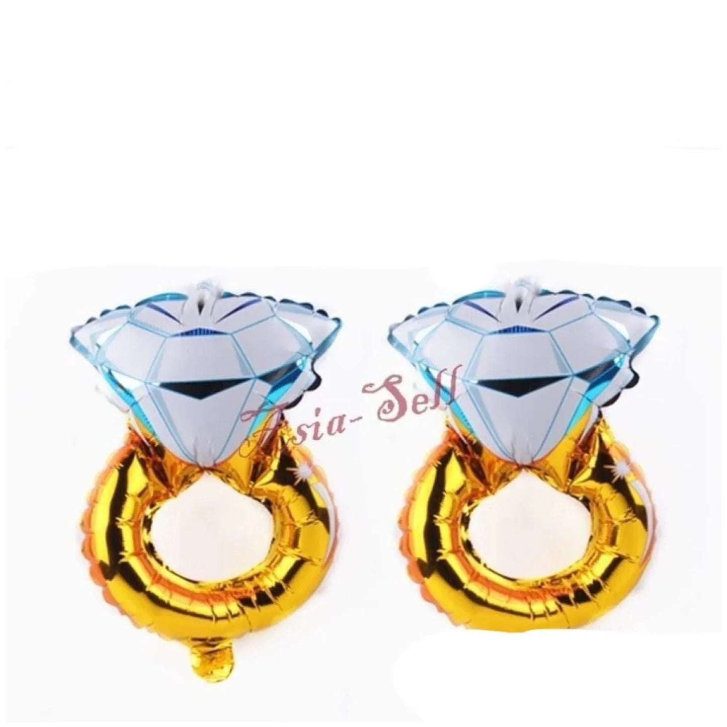 2x 40.5cm Diamond Ring Foil Balloons PINK BLUE Valentines Day Wedding Engagement - Blue - Asia Sell