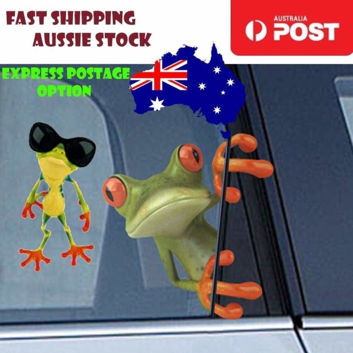 2x Frog Stickers 14-15cm Window Bathroom Toilet Seat Animal Decal Wall Tiles Car - A - Asia Sell