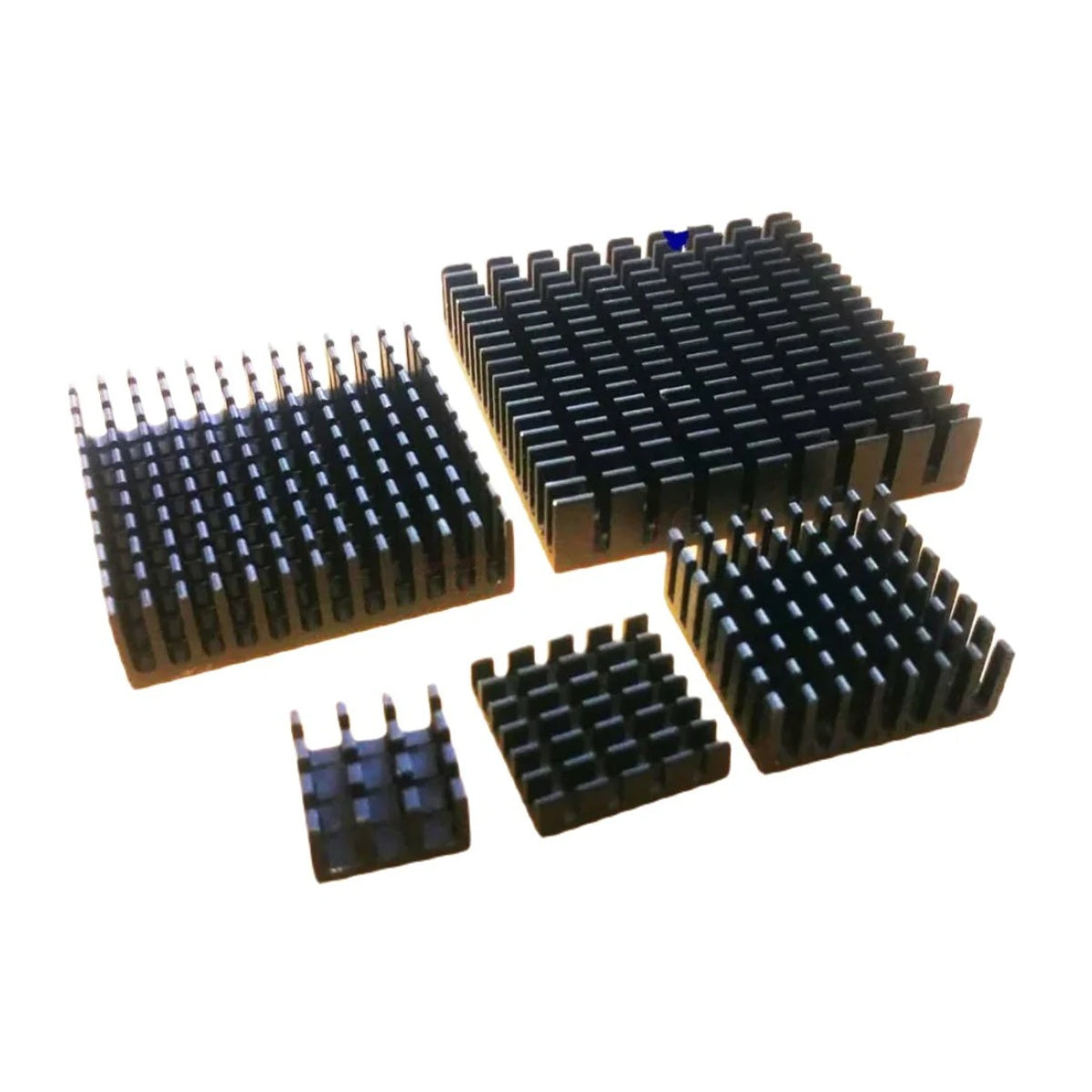 2x Heatsink 50x50x11 40x40x11mm 25x25x10mm 19x19x5mm 14x14x8mm Black Heat Sink - 50x50x11mm (has backing) - Asia Sell