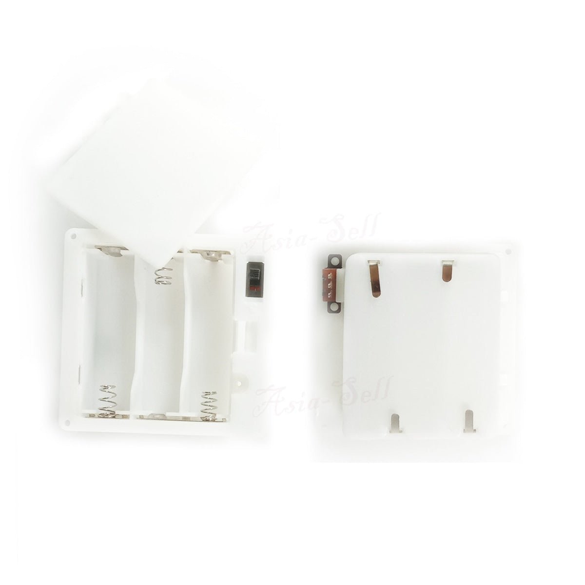 2xAA 3xAA White Battery Holder Panel Mount Case with Tabs Switch Lid No Cables Wires - 3xAA - Asia Sell