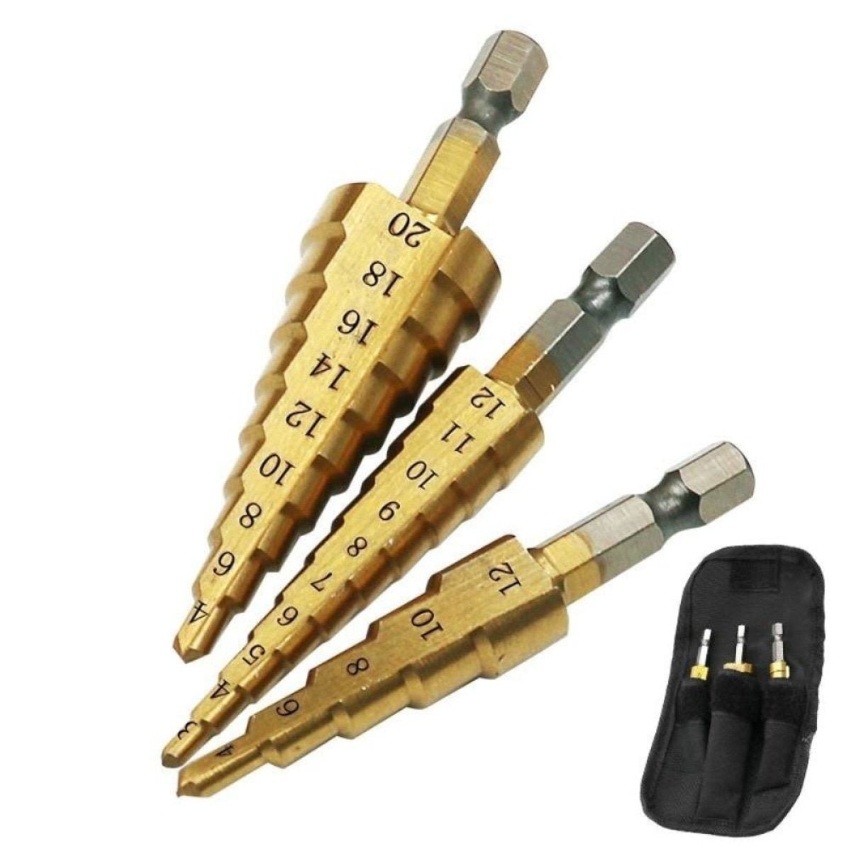 3-12mm 4-12mm 4-20mm Step Cone Drill Bit Hole Cutter Tool Hex Shank Step Shank - - Asia Sell
