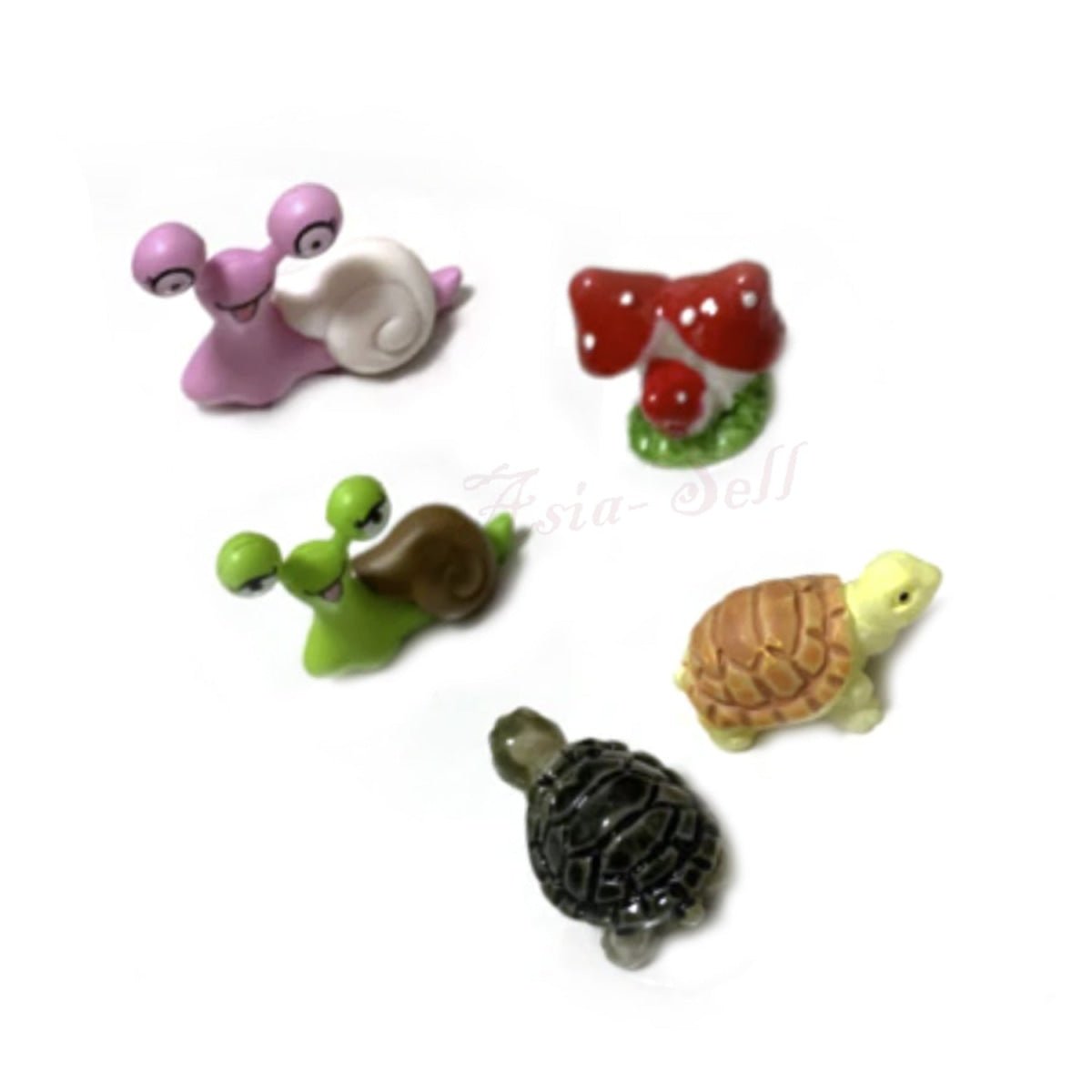 3-8pcs Figurines Mini Chick Snails Mushrooms Turtles Animal Fairy Garden Miniature Crafts Toys - 5pcs Snails Mushrooms - Asia Sell