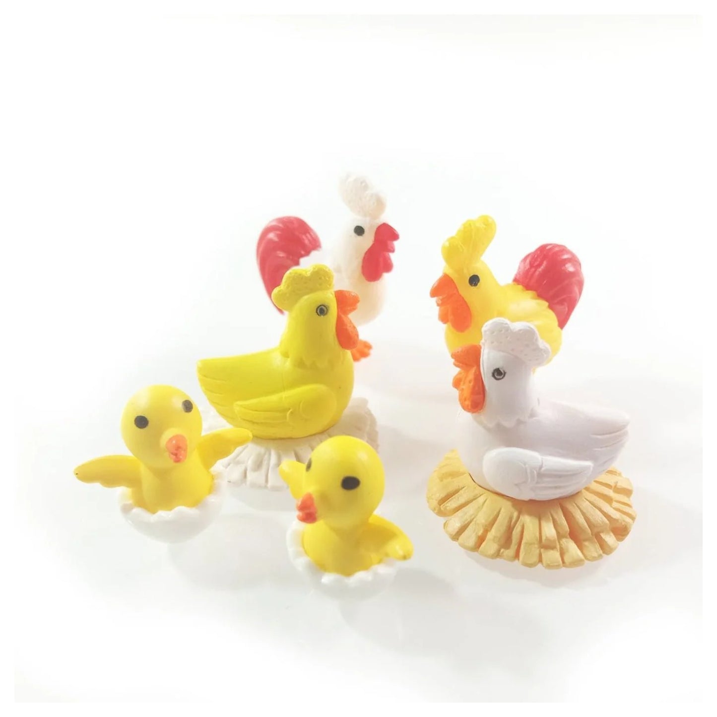 3-8pcs Figurines Mini Chick Snails Mushrooms Turtles Animal Fairy Garden Miniature Crafts Toys - 6pcs Chickens Chicks - Asia Sell