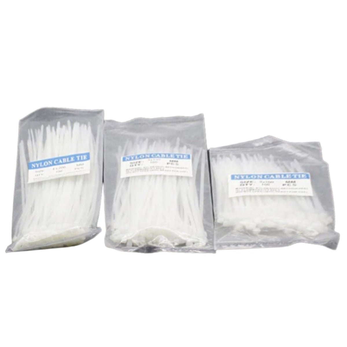 300pcs Nylon Cable Zip Ties 3x100 3x150 4x200mm Black White Mini Tool - White - Asia Sell