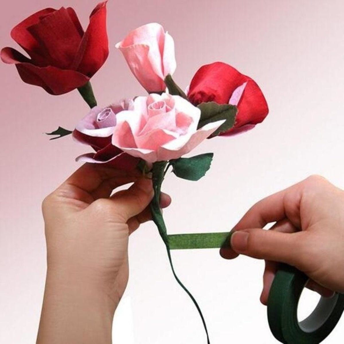 30m 12mm Bouquet Floral Stem Stretchy Tape Flower Stamen Wrapping Florist Green - Black - Asia Sell