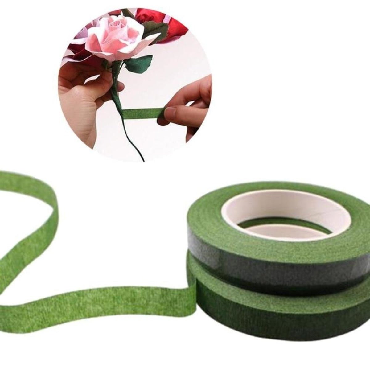 30m 12mm Bouquet Floral Stem Stretchy Tape Flower Stamen Wrapping Florist Green - Pink - Asia Sell