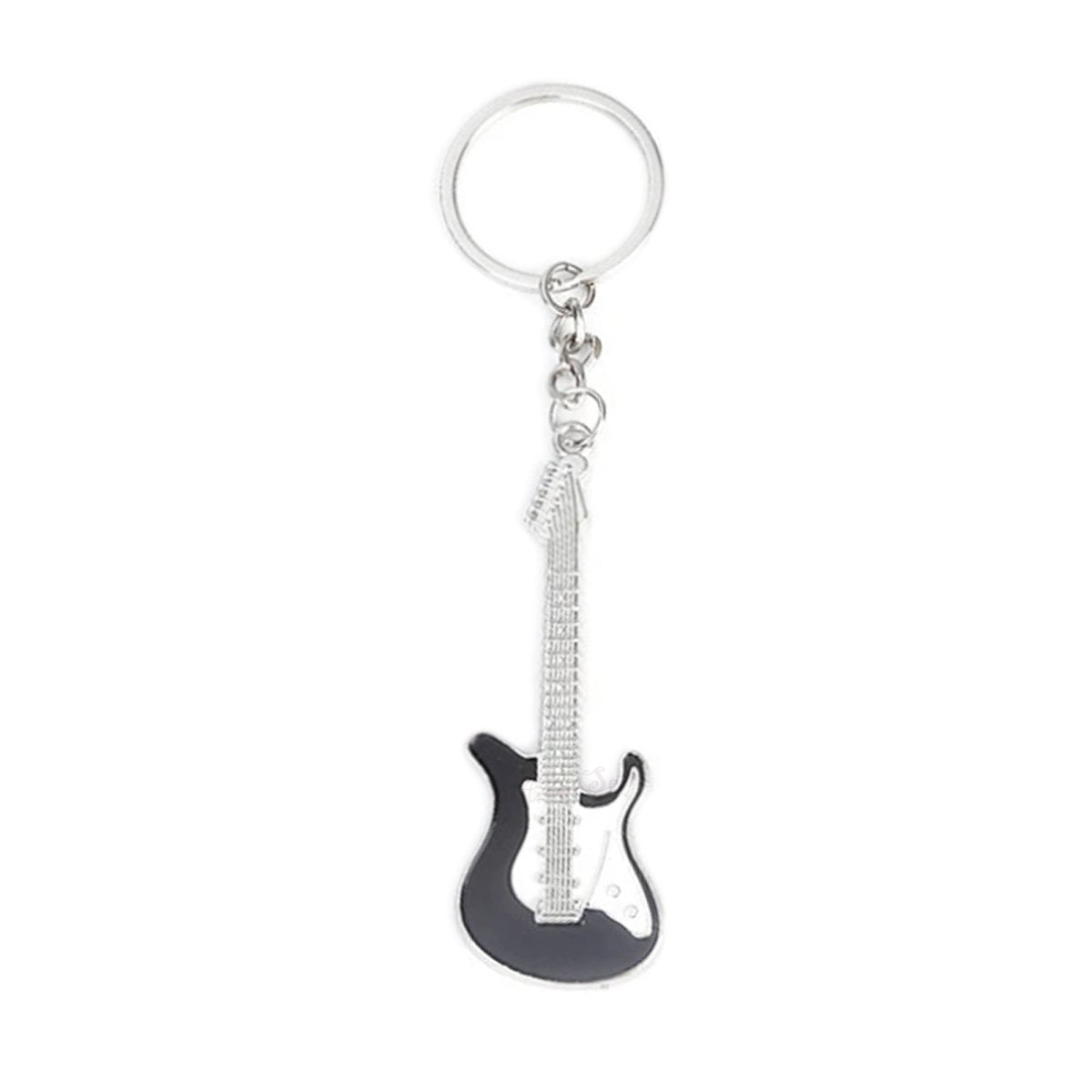 30mm Keyring Guitar Keychain 7.5cm Key Ring Key Chain Bag Accessory Holder Pendant Tag - Black White - Asia Sell