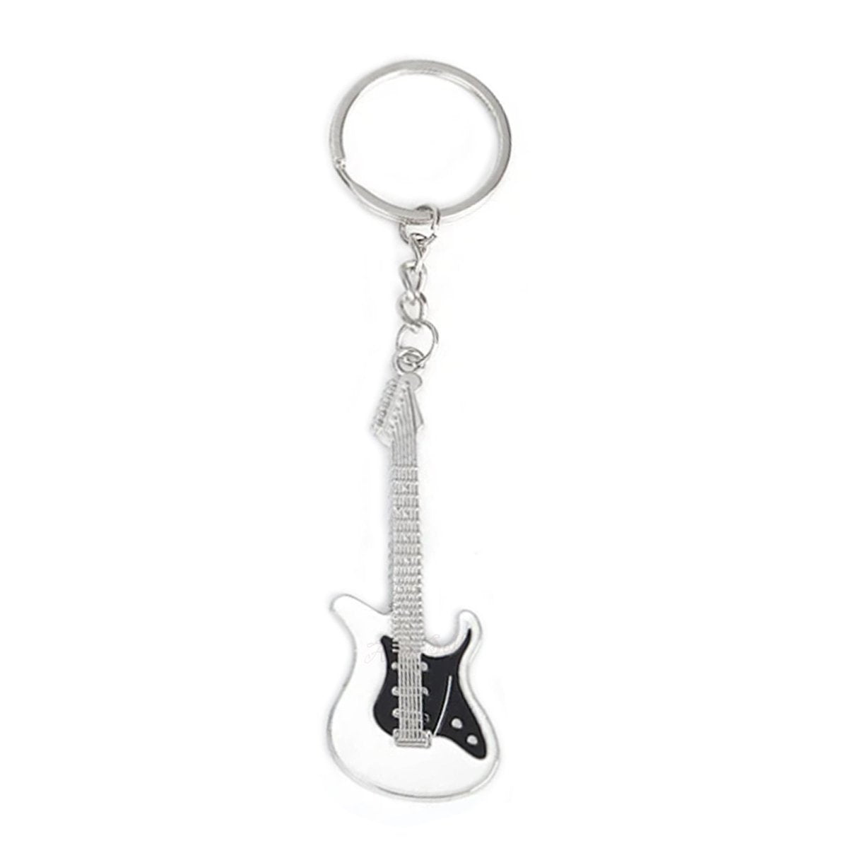 30mm Keyring Guitar Keychain 7.5cm Key Ring Key Chain Bag Accessory Holder Pendant Tag - White Black - Asia Sell