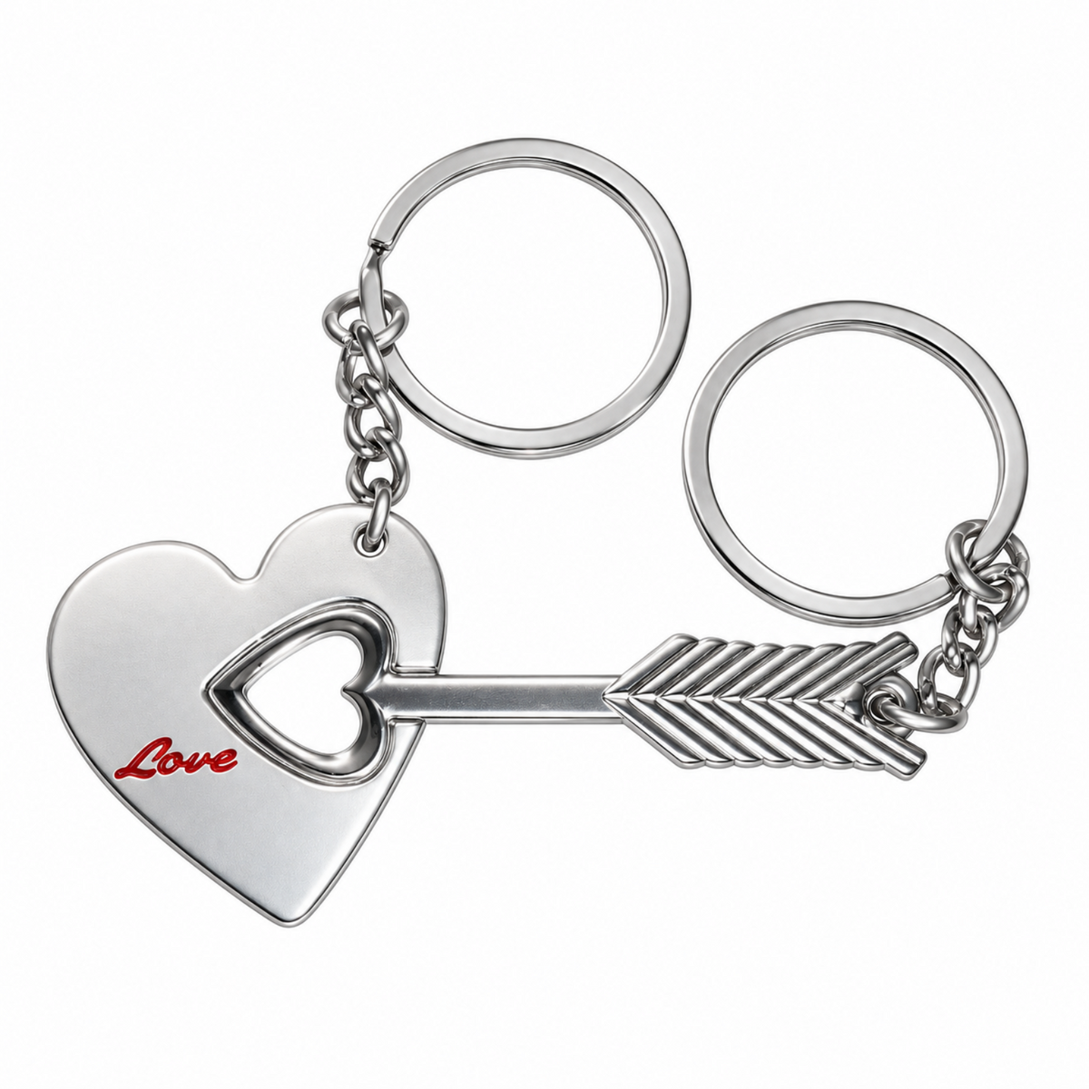 30mm Couples Key Chains Arrow Love Heart Keyrings Ring Chain Pendant Tag Charm