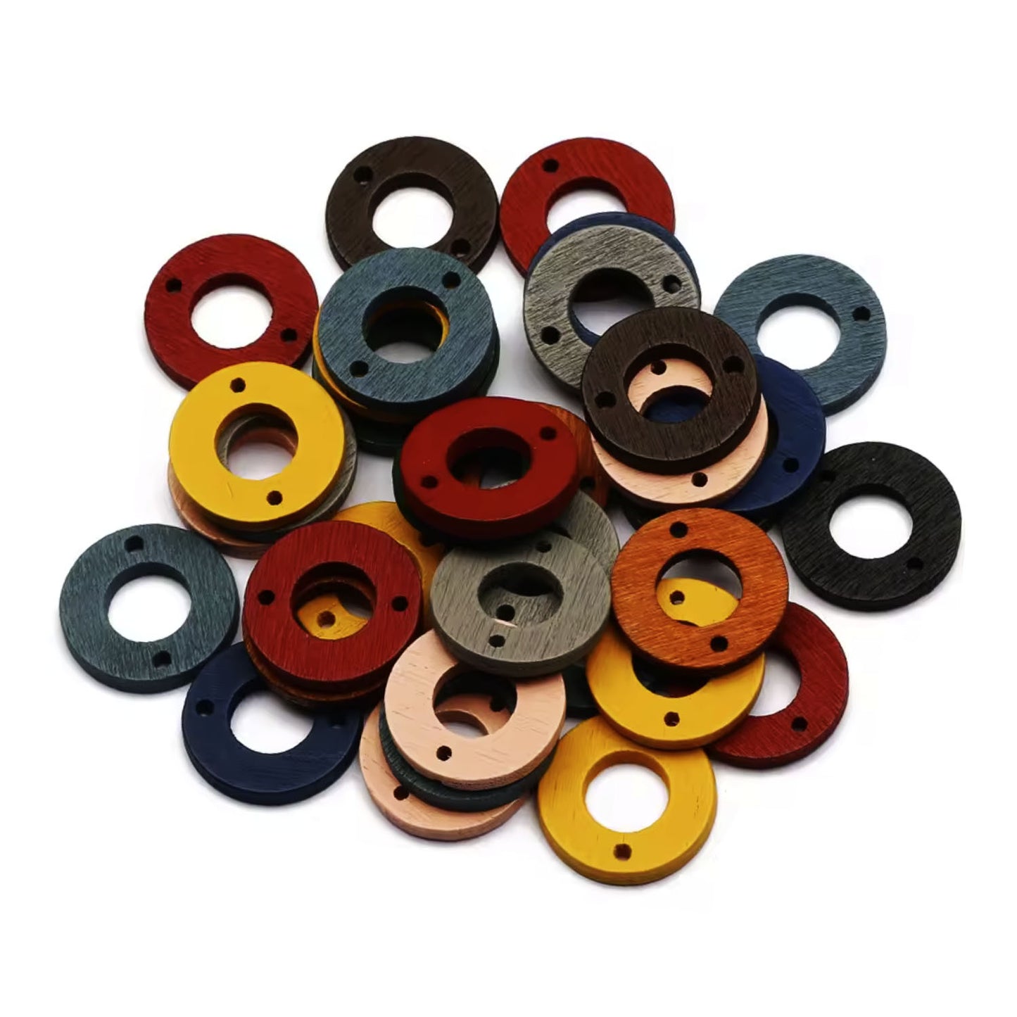 30pcs 25mm Coloured Hollow Circle Ring Natural Wooden Beads Loose Beads For Jewellery Making DIY Handmade Necklace Bracelet Supplies | Asia Sell