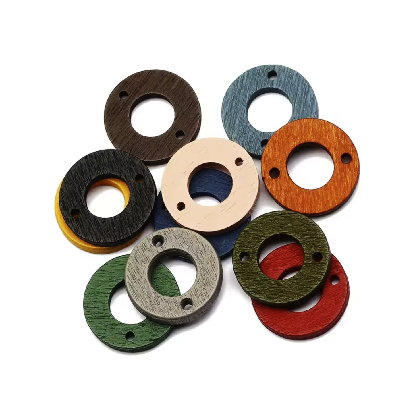 30pcs 25mm Coloured Hollow Circle Ring Natural Wooden Beads Loose Beads For Jewellery Making DIY Handmade Necklace Bracelet Supplies | Asia Sell
