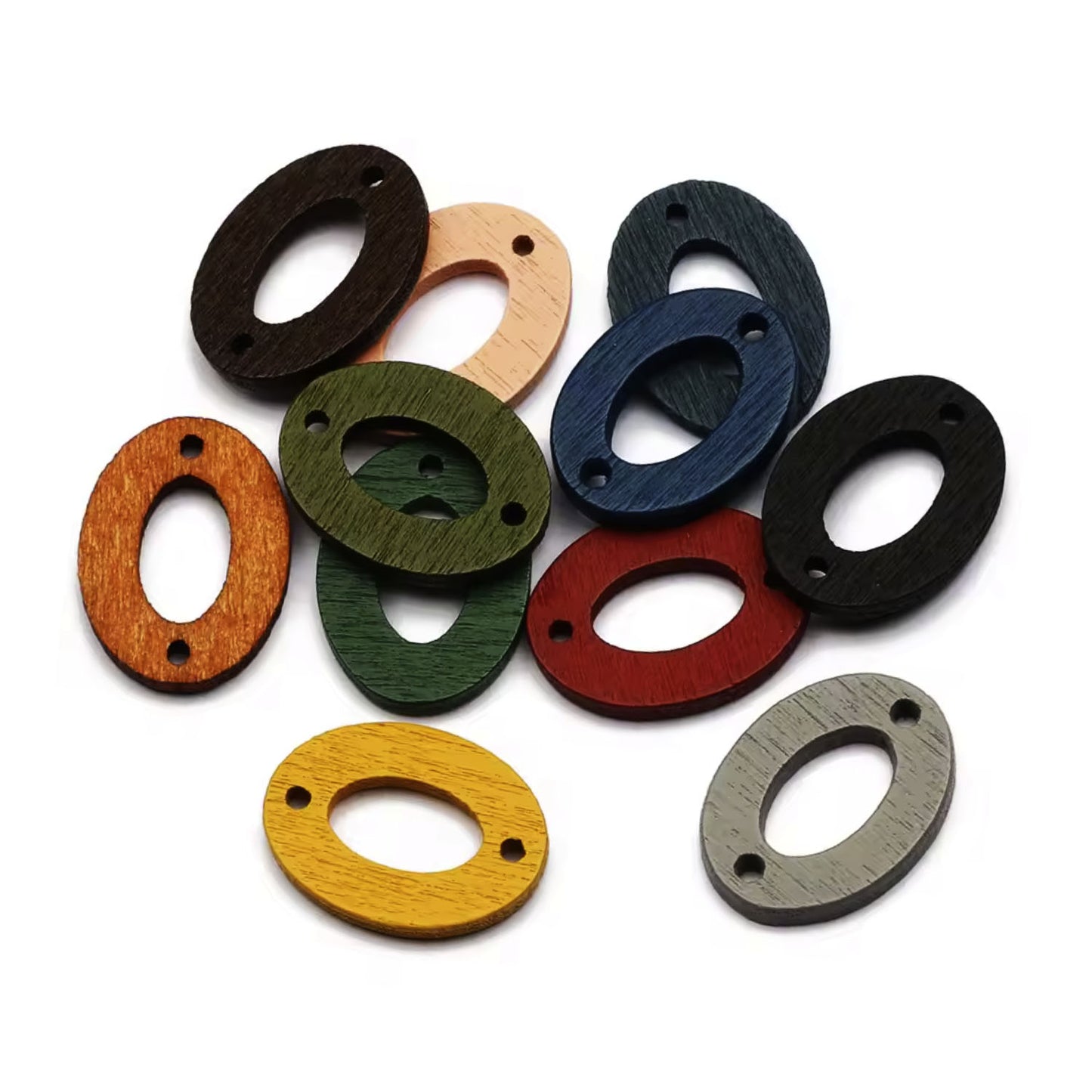 30pcs 25mm Coloured Hollow Oval Natural Wooden Beads Loose Beads For Jewellery Making DIY Handmade Necklace Bracelet Supplies | Asia Sell