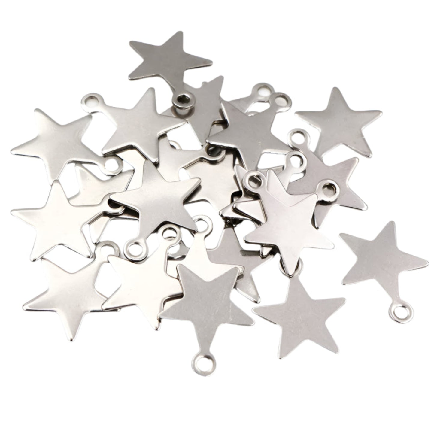 30pcs Stainless Steel Single Double Loops Star Tree Heart Cute Charms Pendant DIY Jewellery Findings for Necklace Bracelet No Fade