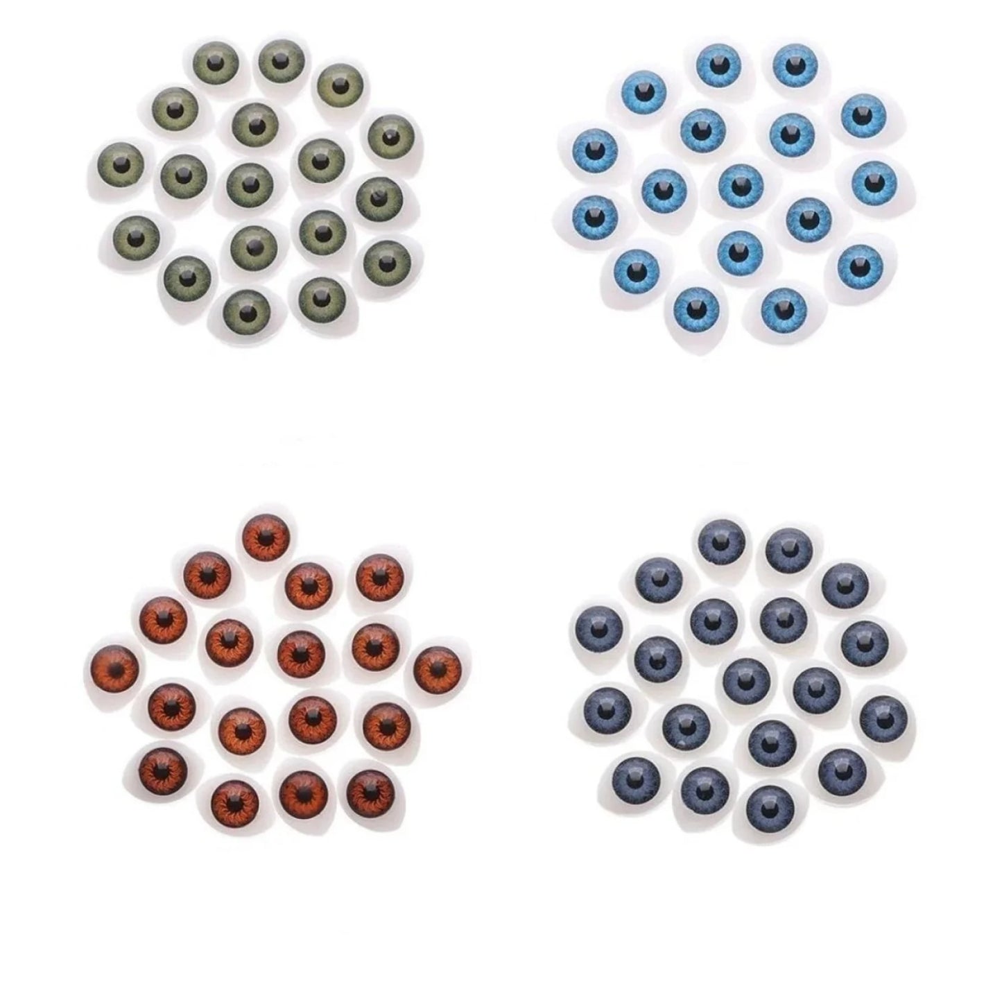 32/40pcs Oval Shaped Doll Eyes Plastic for DIY Toy Doll Animal Puppet Dinosaur Half Round - Grey - 10x13mm - Asia Sell