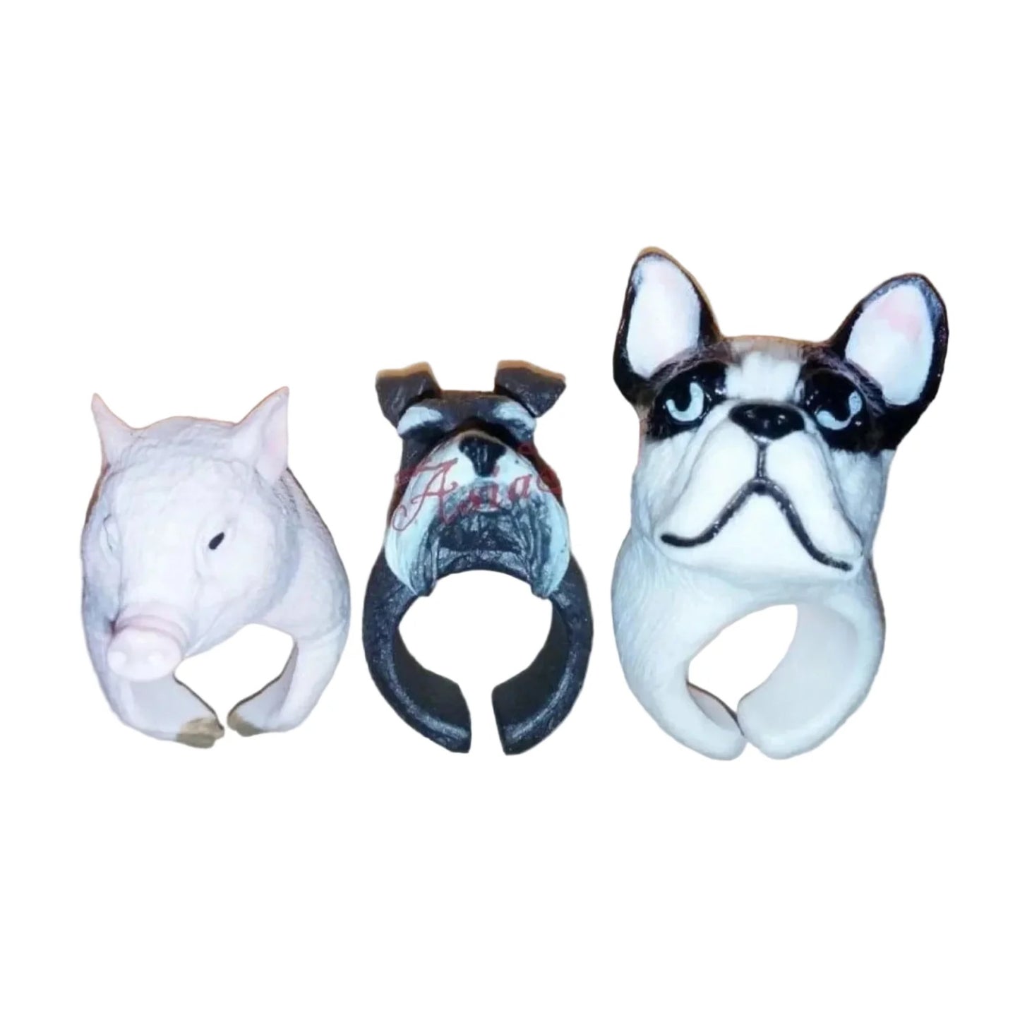 3pcs Cute Animal Kids Rings Very Large Overall, Small Finger Size 5 Kids - - Asia Sell
