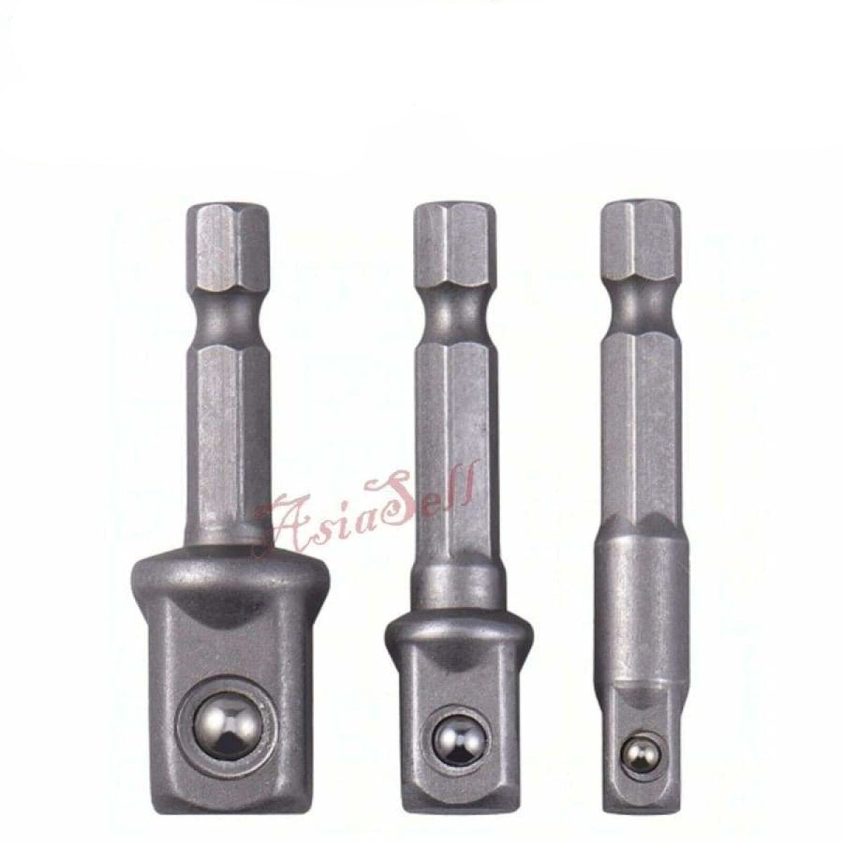 3pcs Set Chrome Vanadium Steel Socket Adaptor Hex Shank Extension 1/4" 3/8" 1/2" Tool - - Asia Sell