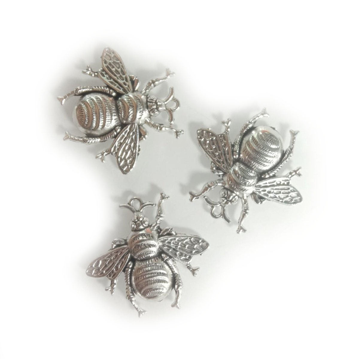 3pcs 40mm Gold Antique Silver Bronze Queen Bee Pendant Charm Bumble Bee Large - Silver - Asia Sell