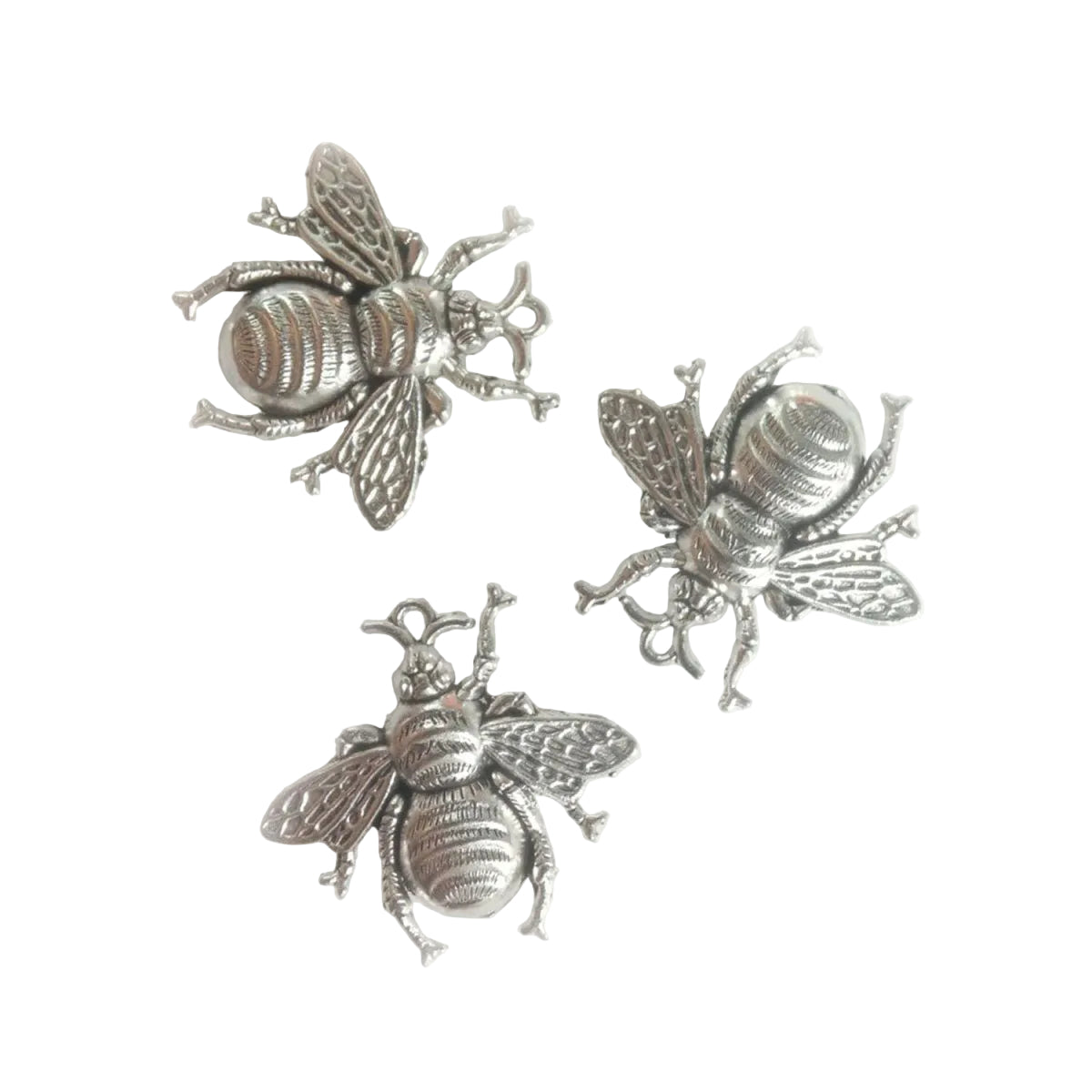 3pcs 40mm Gold Antique Silver Bronze Queen Bee Pendant Charm Bumble Bee Large - Silver - Asia Sell
