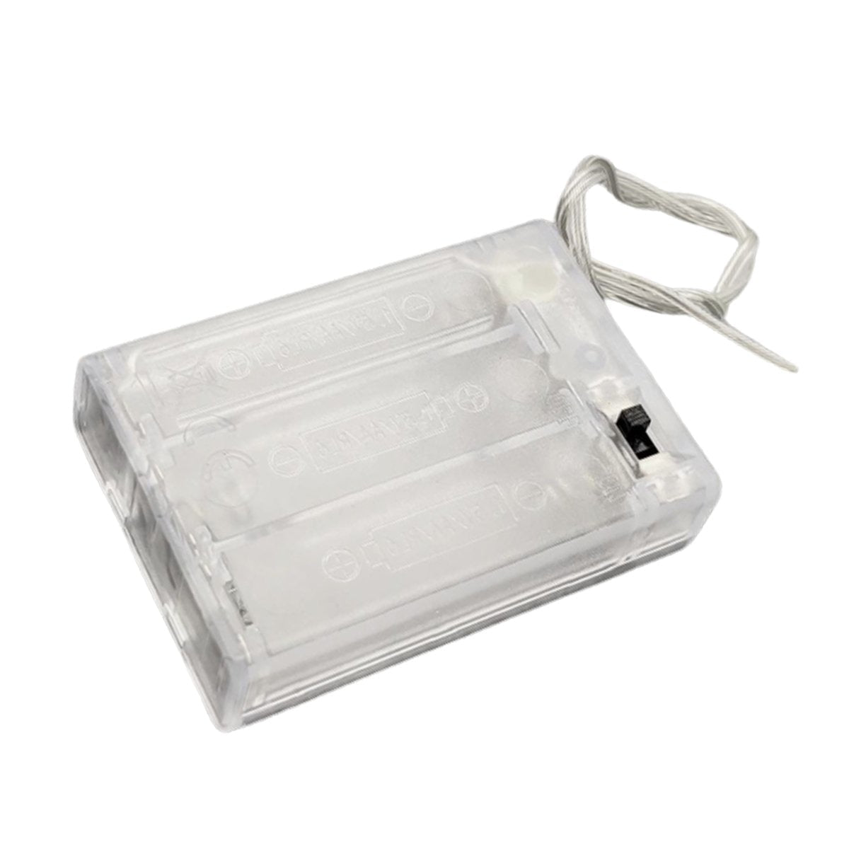 3xAA Battery Holder Box Case With Switch 3x1.5V 4.5V 2A Transparent Clear - - Asia Sell