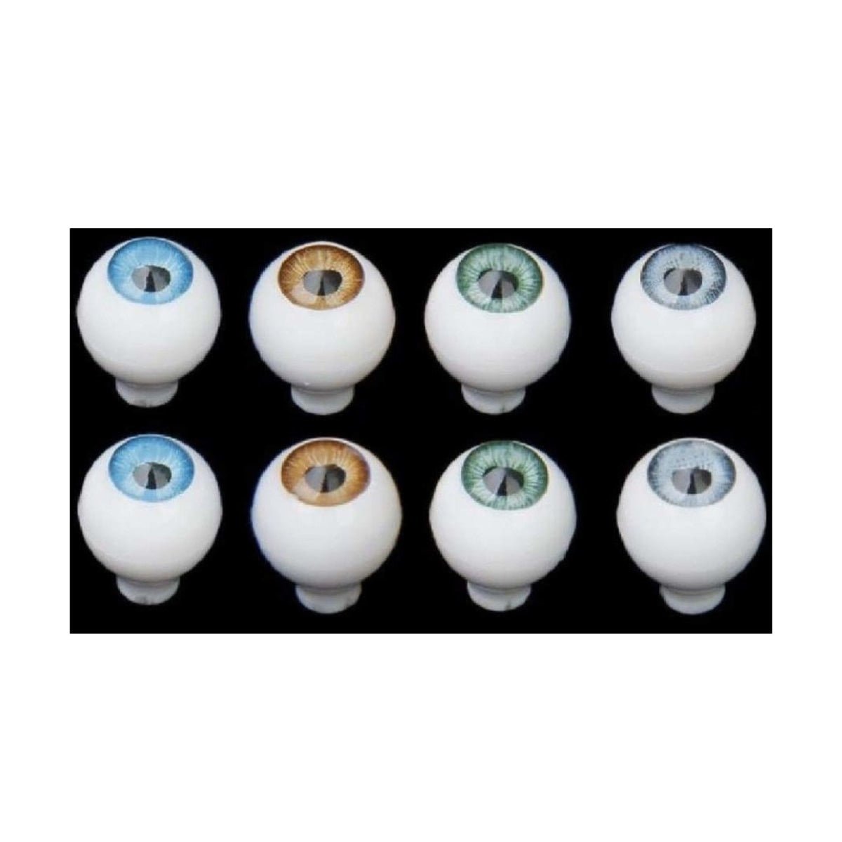 4 Pairs 10mm Doll Eyes Blue Brown Green Grey Eyeballs Round Plastic Reborn Half - - Asia Sell