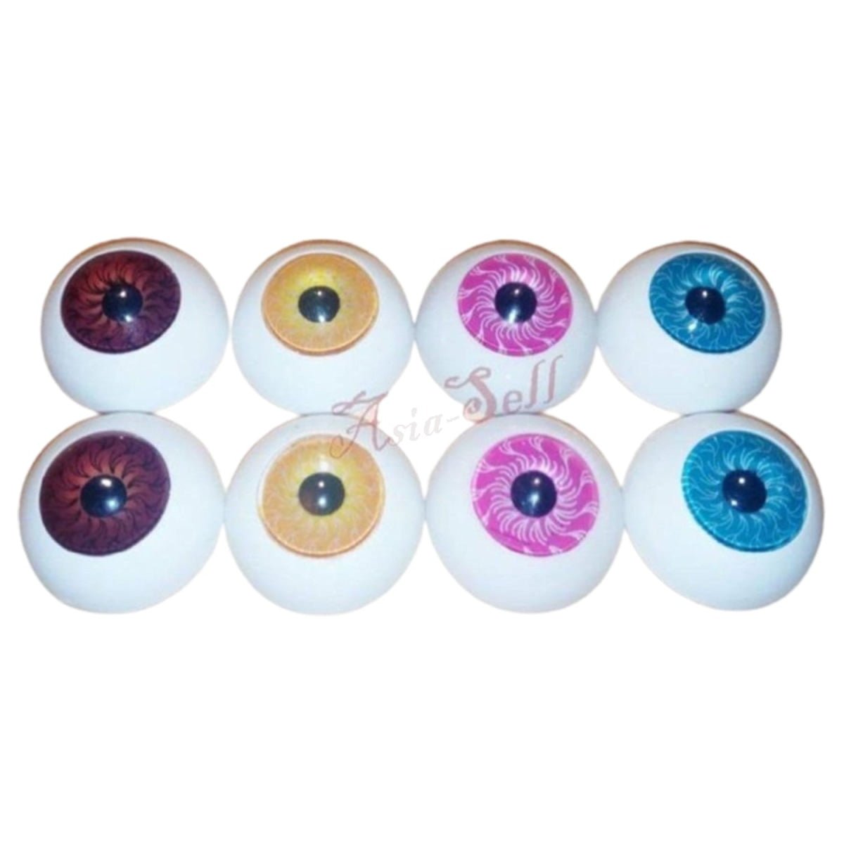4 Pairs 20mm Doll Eyes BLUE BROWN PINK YELLOW Eyeballs Round Plastic Bear Reborn - - Asia Sell