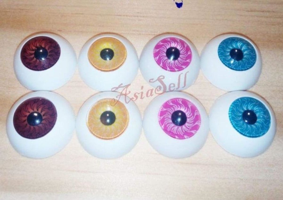 4 Pairs 20mm Doll Eyes BLUE BROWN PINK YELLOW Eyeballs Round Plastic Bear Reborn - - Asia Sell