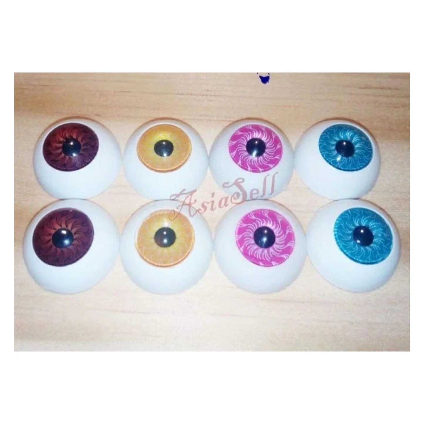4 Pairs 20mm Doll Eyes BLUE BROWN PINK YELLOW Eyeballs Round Plastic Bear Reborn - - Asia Sell