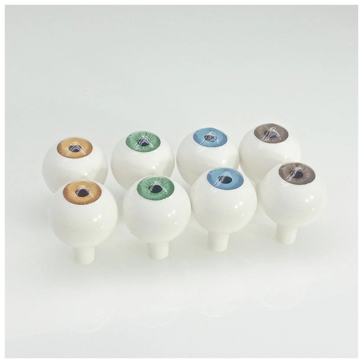 4 Pairs 22mm Doll Eyes Green Grey Tan Blue Eyeballs Coloured Round Plastic Full Spherical - - Asia Sell
