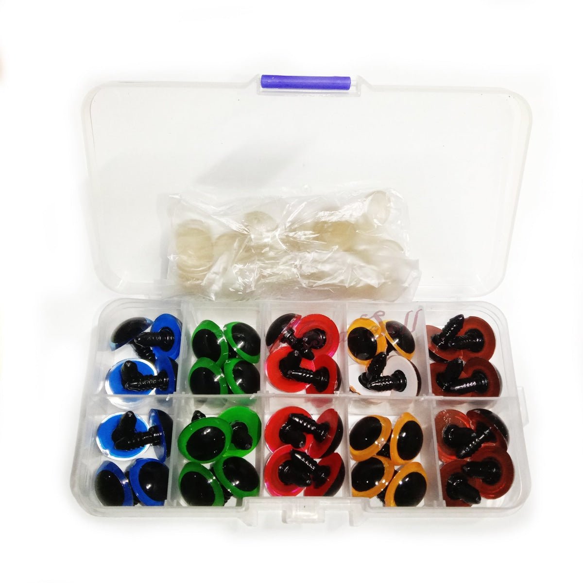 40-60pcs 14mm 16mm Colour Safety Screw Eyes with Backings For Puppet Teddy Bear Doll Animal Plastic Eyes - 16mm - Asia Sell