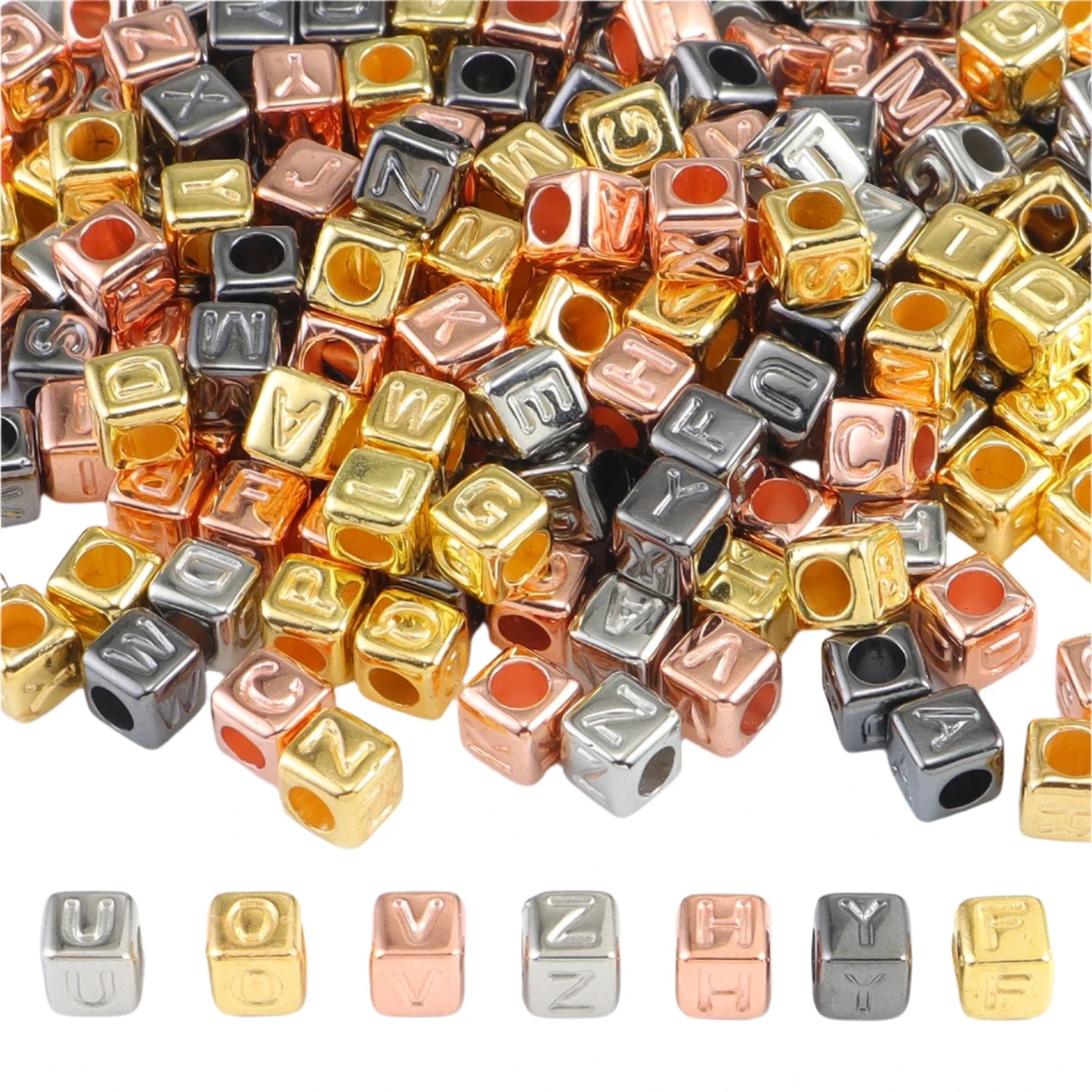 400PCS Mixed Color Beads Square Shape Bead Loose Spacer Gold DIY Jewelry Making Findings Charm | Main Image | Asia Sell