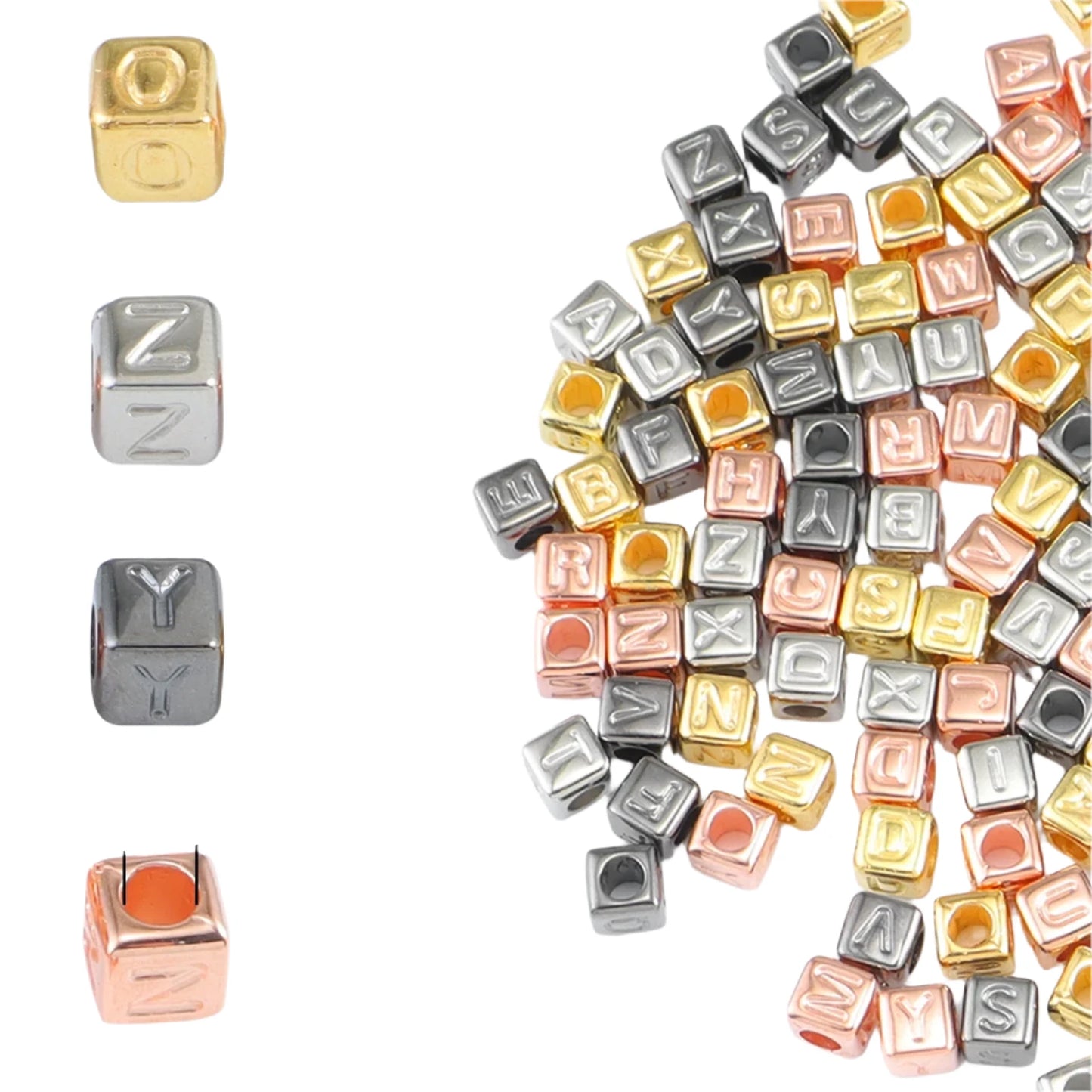400pcs Mixed Square Beads Loose Spacer Cubes DIY Jewellery Making Findings Charm 6mm