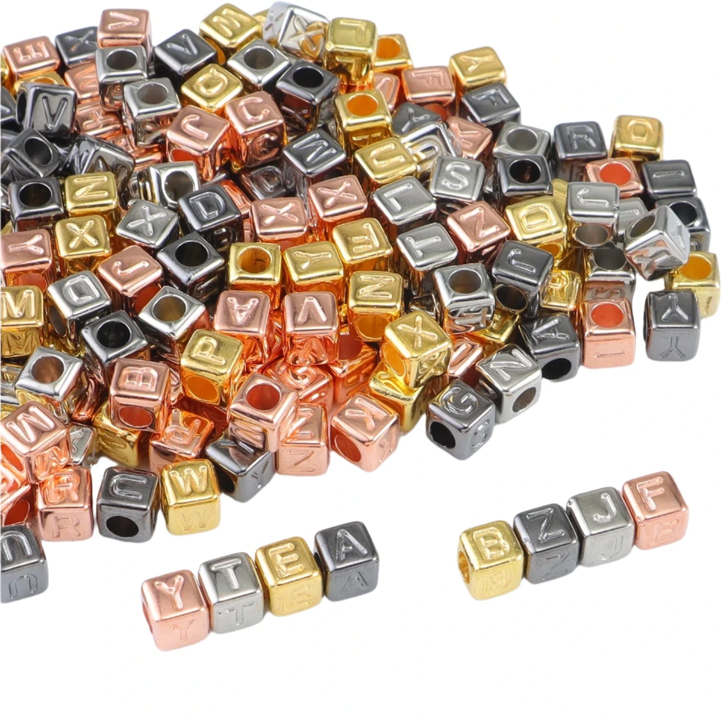 400pcs Mixed Square Beads Loose Spacer Cubes DIY Jewellery Making Findings Charm 6mm