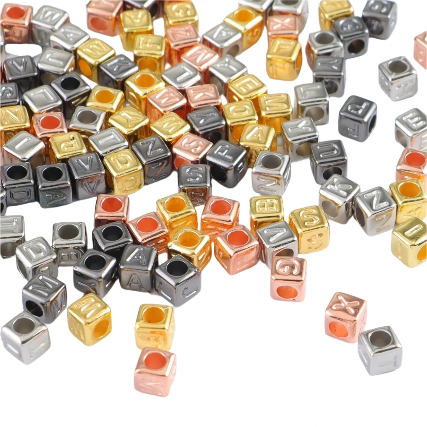 400pcs Mixed Square Beads Loose Spacer Cubes DIY Jewellery Making Findings Charm 6mm