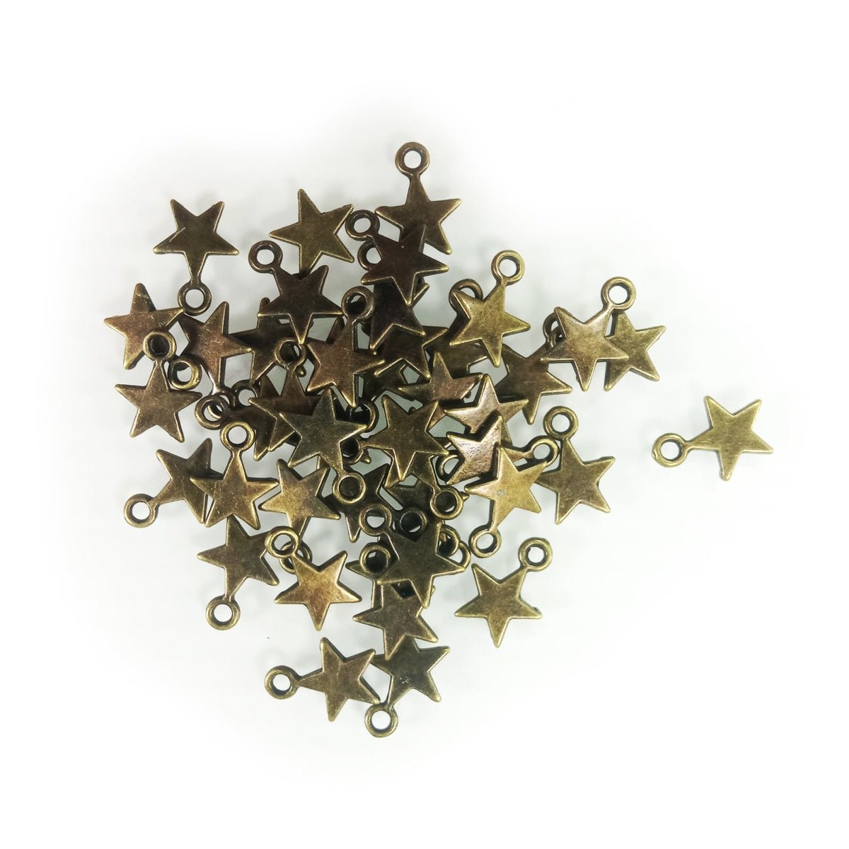 40pcs 11x8mm Bronze Gold Silver Colour Tiny Star Charm Loop Pendant Jewellery Making - Bronze - Asia Sell
