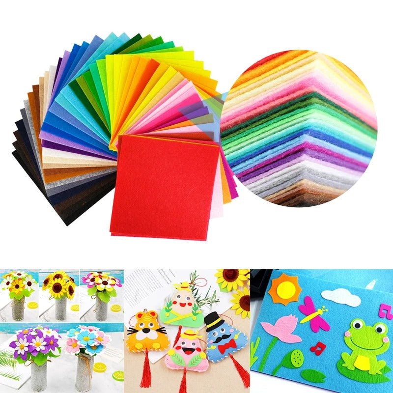 40pcs Felt Square Sheets Nonwoven Needlework Fabric 10x10cm Patchwork Cloth Bundle Scrapbooking Sewing Crafts DIY Quilting Sheet Mixed Colour Shape - - Asia Sell