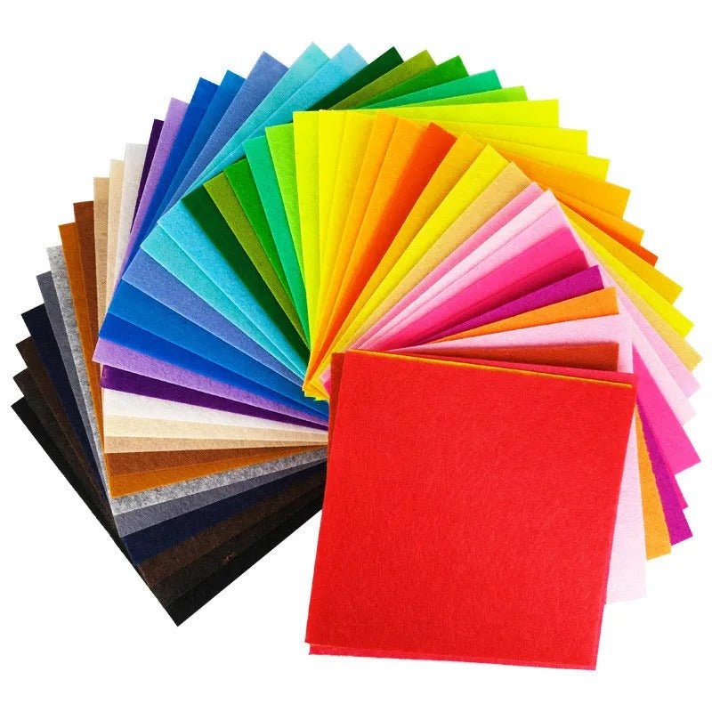 40pcs Felt Square Sheets Nonwoven Needlework Fabric 10x10cm Patchwork Cloth Bundle Scrapbooking Sewing Crafts DIY Quilting Sheet Mixed Colour Shape - - Asia Sell