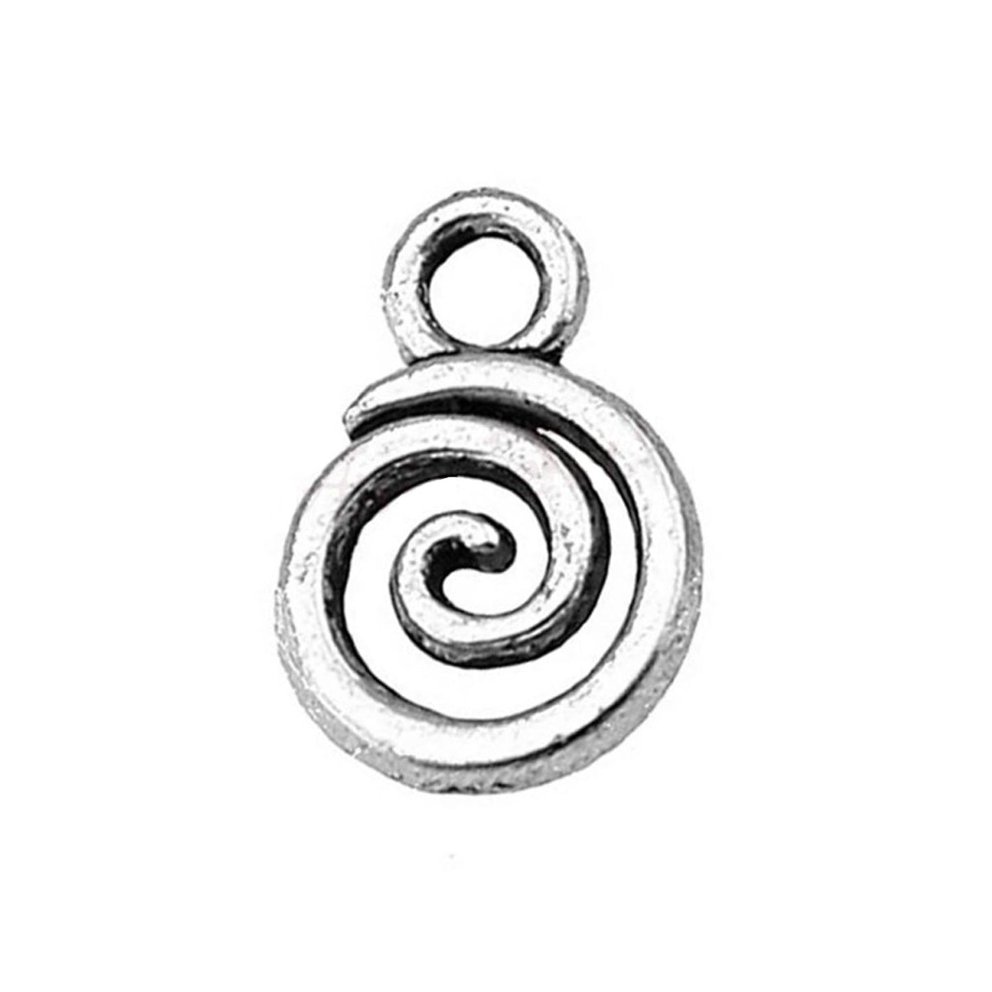 40pcs Swirl Charm Pendants 11x8mm For Jewelry Making Antique Silver Colour