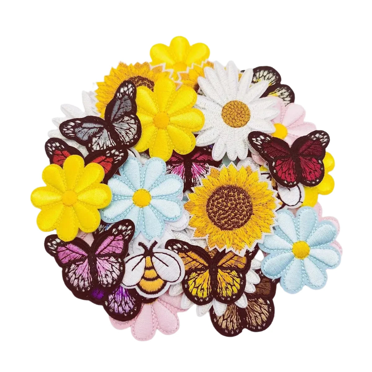 40pcs Embroidered Iron On Patches Mix Butterflies Daisy Sunflowers Bees Appliques For Clothes DIY Badge Sticker Sewing Accessory | Main Image | Asia Sell
