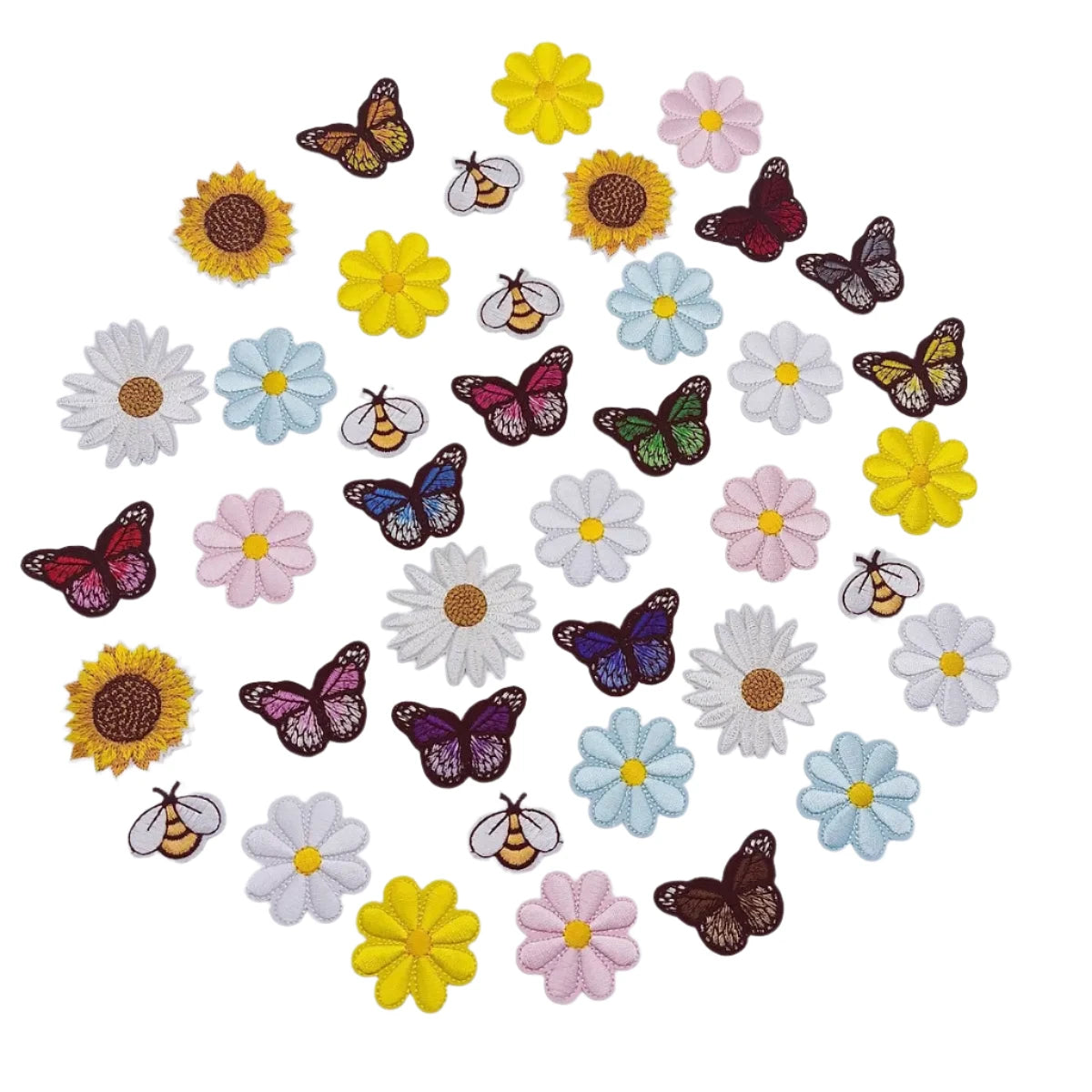 10pcs Embroidered Iron On Patches Mix Daisy Appliques 40mm For Clothes Daisies DIY Badge Sewing Accessory
