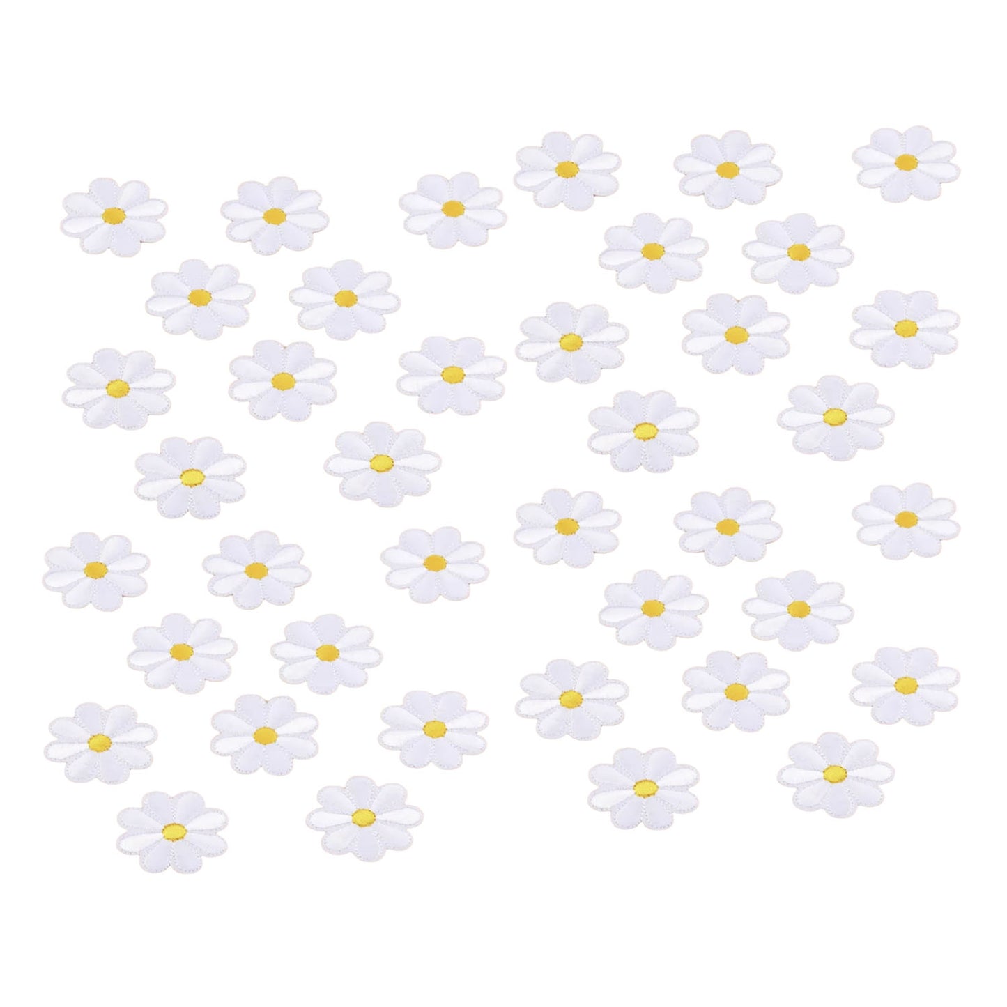 40pcs Embroidered Iron On Patches Mix Daisy Sunflowers Appliques For Clothes DIY Badge Sticker Sewing Accessory | Main Image