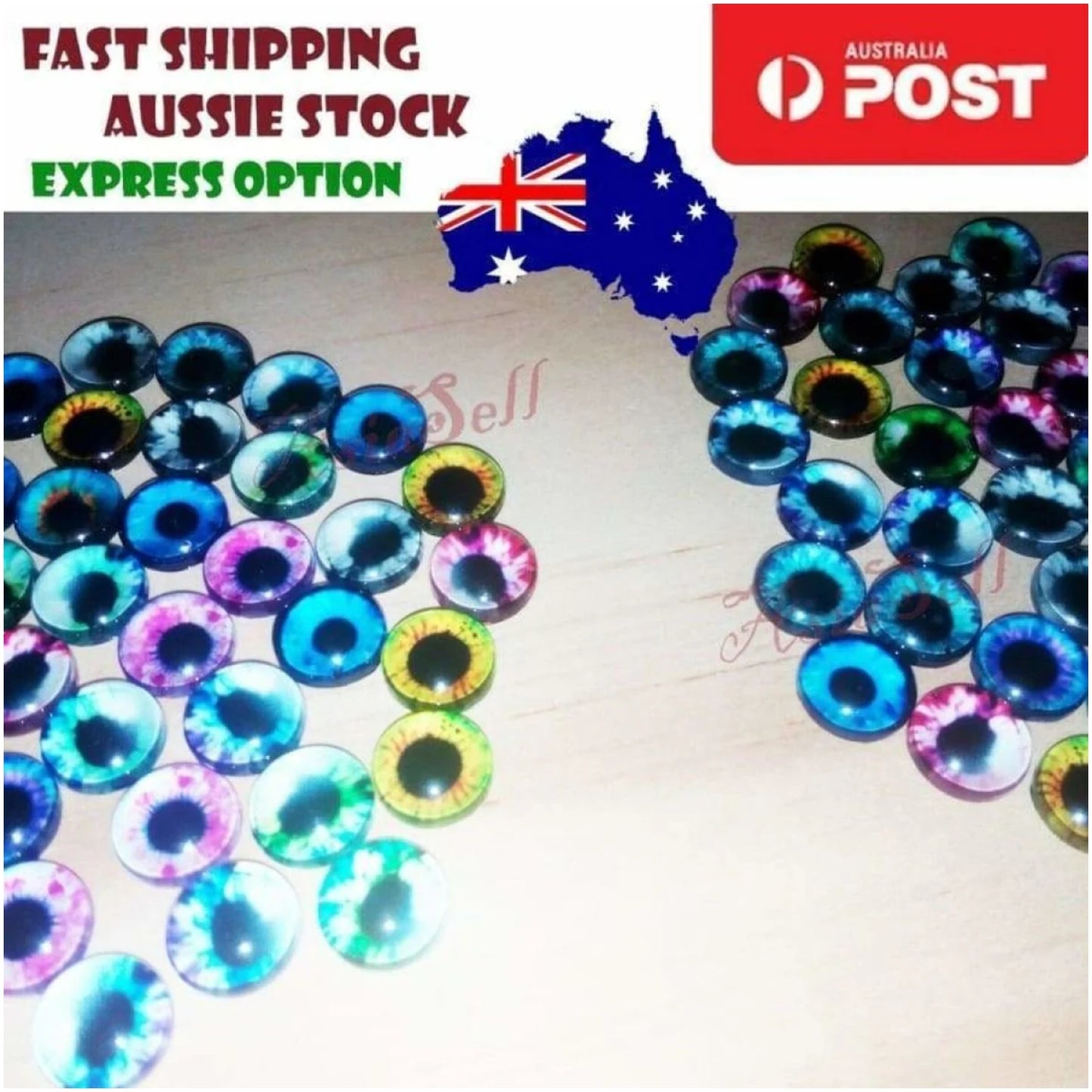 42pcs 10mm Glass Eyes Cabochons Cabochon DIY Bracelet Round Pupils - - Asia Sell